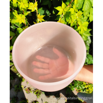 Q're pink frosted quartz singing bowl